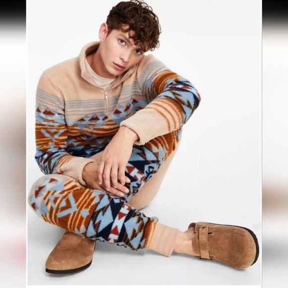 SUN + STONE Men's Desert Snow Geo-Print Fleece Joggers Size XXL Aztec Western - Picture 15 of 15